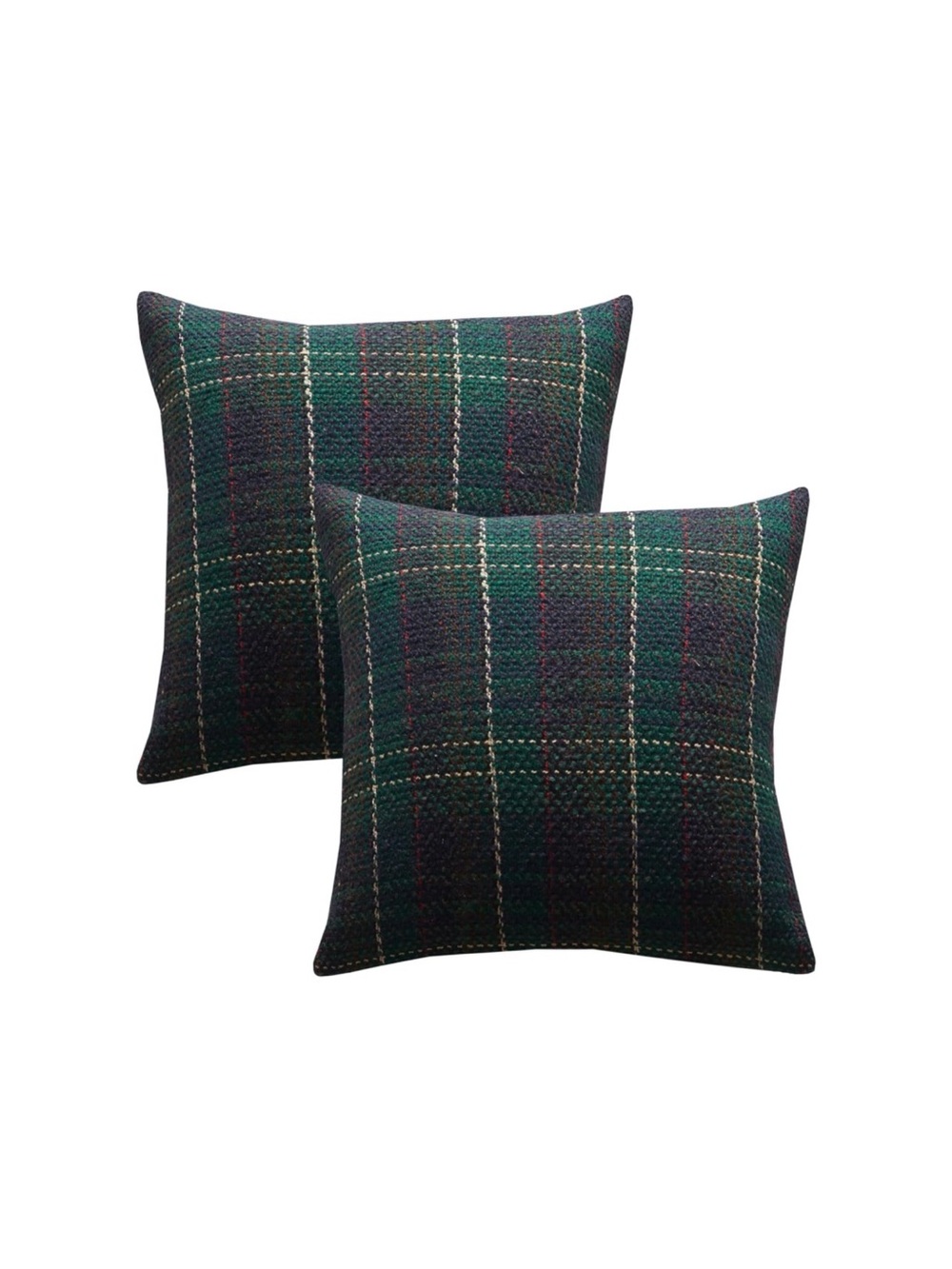 Green Plaid Pillow Covers 18x18 inch Set of 2